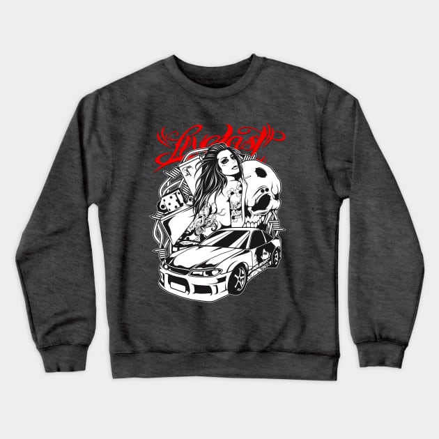 Live Fast - Sportscar Girl Crewneck Sweatshirt by fatline